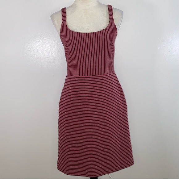 LOFT stripe sleeveless mini dress size 2 pink/black - Picture 2 of 13